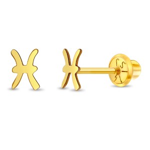 Girls' Dainty Zodiac Screw Back 14k Gold Earrings - In Season Jewelry - 1 of 4