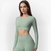 Anna-Kaci Active Women's Active Crop Top with Crew Neckline Seamless Stretch Fit and Thumbhole Cuffs - 3 of 4
