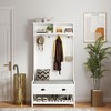 Lirago 3-in-1 Hallway Hall Tree with 2 Drawers & 4 Coat Racks-Wooden Shoe Bench with Cushion for Entryway White 16.5"D * 34.5"L  * 68"H - 2 of 4