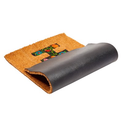 Personalized Floral Coir Outdoor Welcome Mat, 17x30 inches