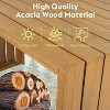 ELJGET 5 Piece Outdoor Bar Set, Patio Acacia Wood Bar Height Table & Four Stools with Cushions, for Poolside, Backyard - 3 of 4