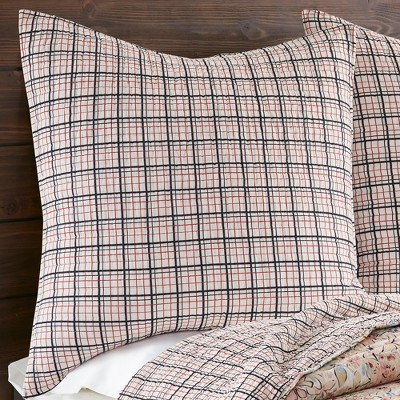 Leonora Geometric Black and Pink Cotton Euro Sham Set