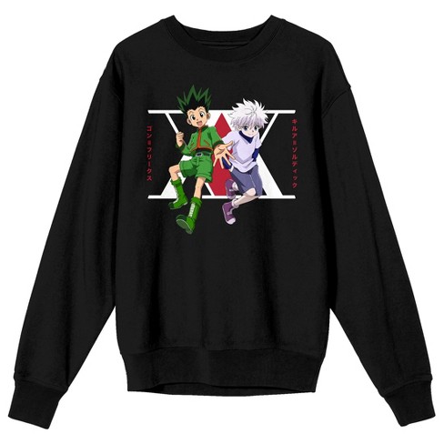 Hunter X Hunter Gon Killua Hunter Association Logo Crew Neck Long Sleeve Black Adult Sweatshirt Target