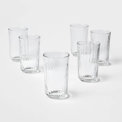17oz 6pk Glass Saybrook Highball Glasses - Threshold™: Drinking Glasses Set, Dishwasher-Safe, Lead-Free, Cold Beverages