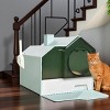 FONTOI Large Cat Litter Box with Lid Mat Indoor Cute Kitty Litter Pan with Scoop Pull-Out Drawer Odor Control, Easy Clean, Green 18.5"* 17.75"*16.5" - 2 of 4