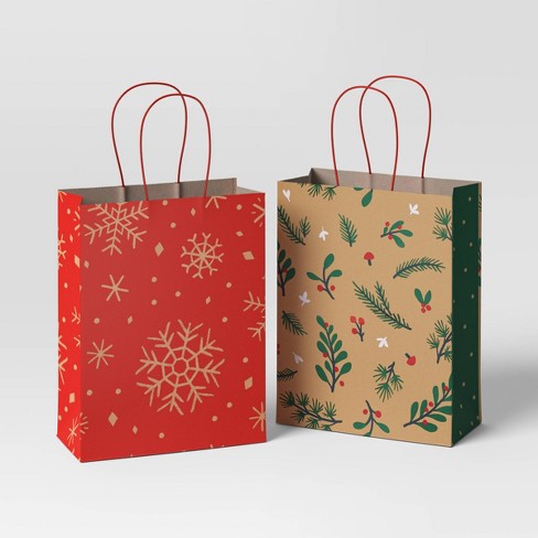 2ct Holly snowflake Cub Christmas Gift Bag Wondershop Target
