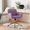 35.4"Furniture Office Chair,Artificial rabbit hair Home Office Chair with Golden Metal Base,Pink - 2 of 4