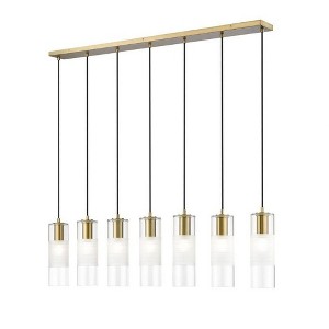 Alton 7-Light Linear Chandelier - Modern Steel Design for Kitchen Island or Dining Table - 1 of 4