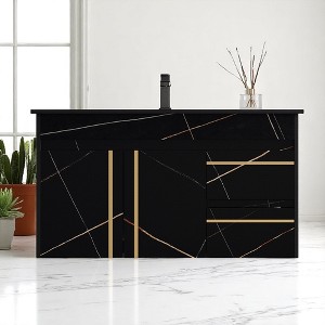 35.4" Wall-Mounted Bathroom Vanity with Faux Marble Top, Undermount Ceramic Sink, Floating Cabinet (Faucet Not Included) - 1 of 4