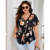 Whizmax Women Plus Size Henley Shirts V Neck Button Tunic Tops Casual Short Sleeve Swing Flowy Tunic - 3 of 4