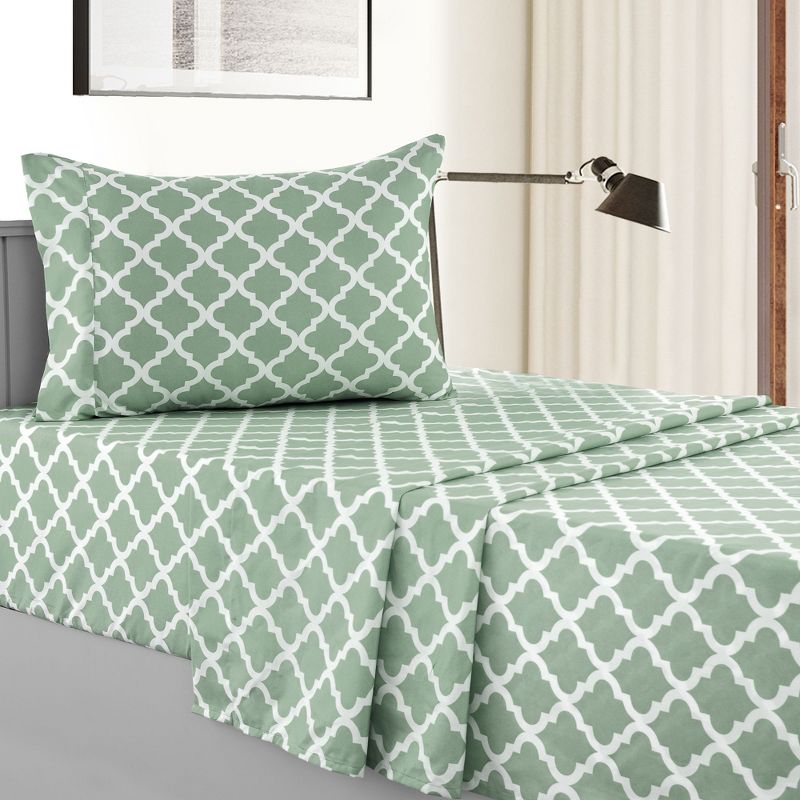 4 Piece Geometric Patterns Deep Pocket Sheet Set Printed Bed Sheets with Pillowcase Premium Soft Microfiber Sheets, 1 of 6