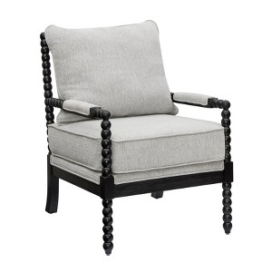 Roundhill Furniture Belvoir Upholstered Spool Accent Chair with Turned Wood Frame - 1 of 4