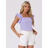 INSPIRE CHIC Women's Summer Gingham Square Neck Ruffle Sleeve Blouse - 3 of 4