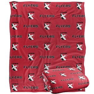 Lewis University Logo Pattern Silky Touch Blanket White 50x60 - 1 of 4
