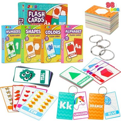 SYNCFUN 4 Pack Kindergarten Flash Cards Fun Learning Cards with Rings Set, Numbers,Educational Game Set for Babies Toddlers Kids