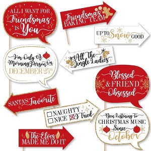 Big Dot of Happiness Funny Red and Gold Friendsmas - Friends Christmas Party Photo Booth Props Kit - 10 Piece - 1 of 4