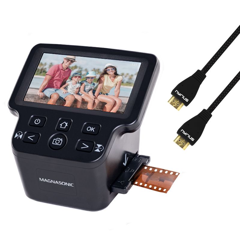 Magnasonic 24MP Large 5" Display & HDMI Film Scanner, Converts 35mm/126/110/Super 8 Film & Slides w/ HDMI Cable - Black, 1 of 10