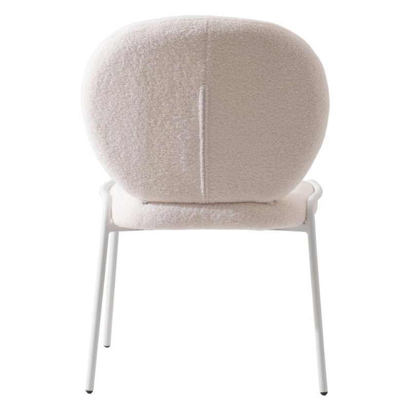 LeisureMod Celestial Modern Dining Chair in Upholstered Cotton Boucle with White Iron Frame, 5 of 6