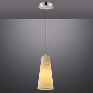 Belspring Adjustable Height Alabaster Pendant Lights, Marble Conical Shade - 1 of 4