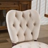Lyngins Set of 2 French Vintage Tufted Upholstered Fabric Dining Chair – Hand-Pulled Buckle + Decorative Rivets, High Backrest, Solid Wood Frame - 3 of 4