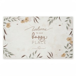 Stupell Industries Our Happy Place Floral Welcome Printed Outdoor Door Mat, design by Andrea Jasid Grassi, 18"x30" - 1 of 4