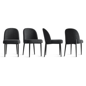 Armless Upholstered Dining Chairs Set of 4, Linen Blend Fabric Side Chairs with Metal Legs, Modern Kitchen Dining Room Chairs - Panipeachy - 1 of 4