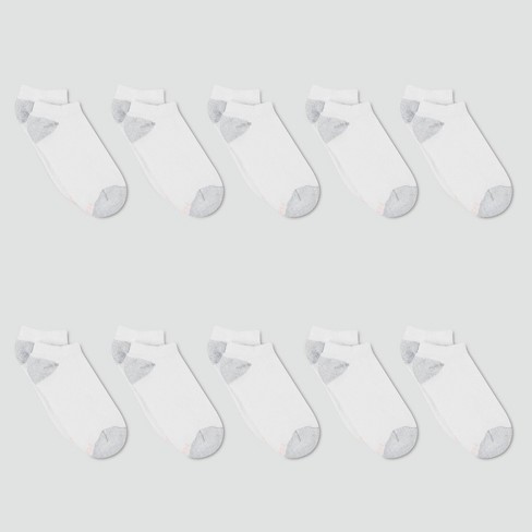 Hanes Women's 10pk Cushioned No Show Socks - White 5-9 : Target