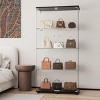 INFURNIC Decorative Bookshelf 5mm Tempered Glass Display Cabinet with Double Doors and 4 Shelves and Lock, Black, 31.7"*14.3"*64" - 4 of 4