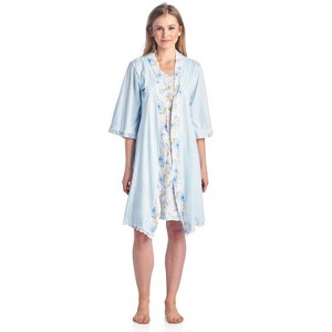 Casual Nights Women's 2 Piece Floral Robe and Gown Set - 1 of 4