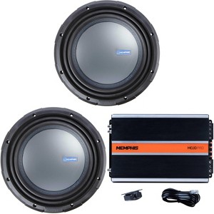 Memphis Audio 2 M71012 M7 Series 10" component subwoofer with selectable 1- or 2-ohm impedance with MJP1500.1 Monoblock Subwoofer Amplifier - 1500 ... - 1 of 4