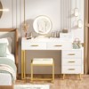 Aheaplus Makeup Vanity Set with Stool and LED Mirror, Modern Makeup Table Vanity Desk with 6 Storage Drawers - 3 of 4