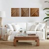 Wooden Geometric Wall Art Set of 3 Slatted Wood Sculpture Rustic Home Decoration for Bathroom Bedroom Living Room - 2 of 4