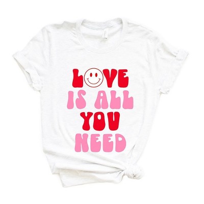 Simply Sage Market Women's Love Is All You Need Smiley Short Sleeve Graphic Tee