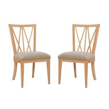 Set of 2 Becca Cross Back Linen Dining Chairs Natural - Linon