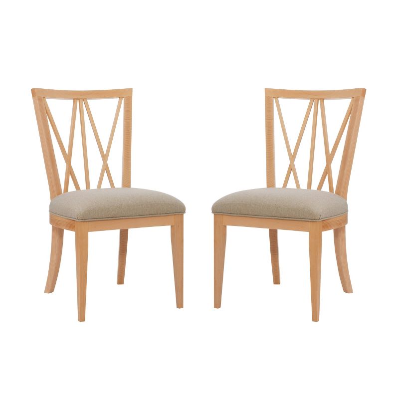 Set of 2 Becca Cross Back Linen Dining Chairs Natural - Linon, 1 of 13