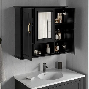 Mshliw 36" Wall Mounted Medicine Cabinet with Mirror,3 Doors & Adjustable Shelves,Solid Wood+MDF Bathroom Storage(Vanity Not Included) - 1 of 4