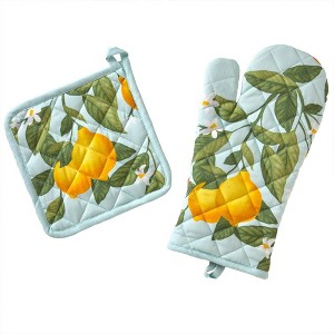 SKL Home By Saturday Knight Ltd Citrus Grove Oven Mitt And Pot Holder Set - 2-Piece - 7X13", Green - 1 of 4