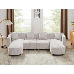 VANOMi Boucle Sectional Sofa with Toss Pillows - 1 of 4