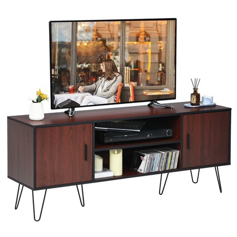 Tv stand entertainment center media console deals furniture wood storage cabinet black