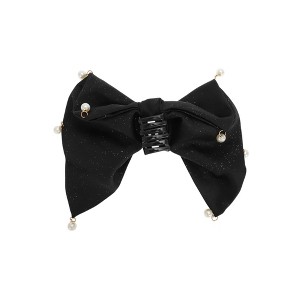 Unique Bargains Cute Pearl Pendant Bow Hair Clips Black 1 Pc - 1 of 4