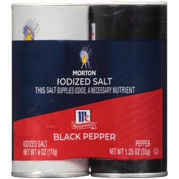 Morton Iodized Salt & Pepper Shakers - 5.25oz