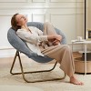 Round Portable Foldable Faux Fur Comfy Saucer Chair,Adult Size Bedroom Living Room Comfy Furry Padded Soft Lounge Lazy Moon Chair-Cuddlewood - image 2 of 4