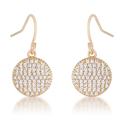 Slickblue Contemporary CZ Disk Earrings – .6 Ct Clear Cubic Zirconia, Gold/Silver, Fashion Earrings for Women