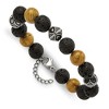 Chisel Stainless Steel Antiqued and 9.5-10mm Lava and Red Wood Stone Beads 7.25" Bracelet with 1" Ext. - 4 of 4