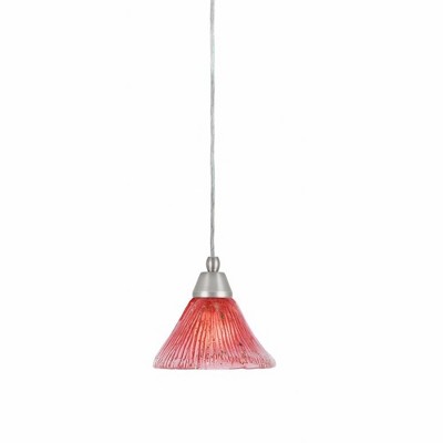 Toltec Lighting Any 1 - Light Pendant in  Brushed Nickel with 7" Raspberry Crystal Shade
