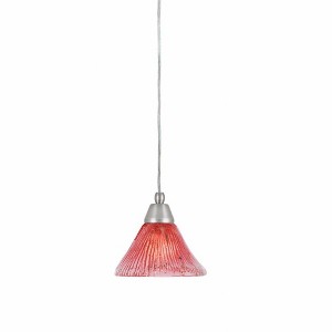 Toltec Lighting Any 1 - Light Pendant in  Brushed Nickel with 7" Raspberry Crystal Shade - 1 of 1