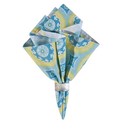 C&F Home Delilah Blue Cotton Reversible Napkin Set of 6