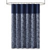SEVOBAL Shower Curtain Jacquard Paisley Traditional Design Coordinating Solid Contrast Piping Machine Washable, Navy, 72"*72"*0.13" - 2 of 4