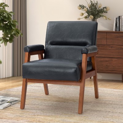 Christaf contemporary-special Vegan Leather Armchair Solid Wood Legs ...