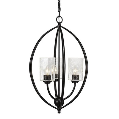 Toltec Lighting Marquise 3 - Light Pendant in  Dark Granite with 4" Clear Bubble Shade